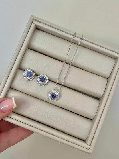 Conjunto Halo triplo Tanzanita roxo