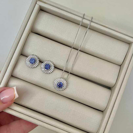 Conjunto Halo triplo Tanzanita roxo