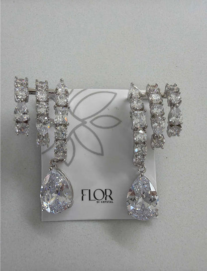 Brinco earcuff com pingente gota zirc cristal