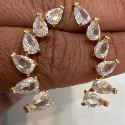 Earcuff  cristal de rocha de Gotas delicado