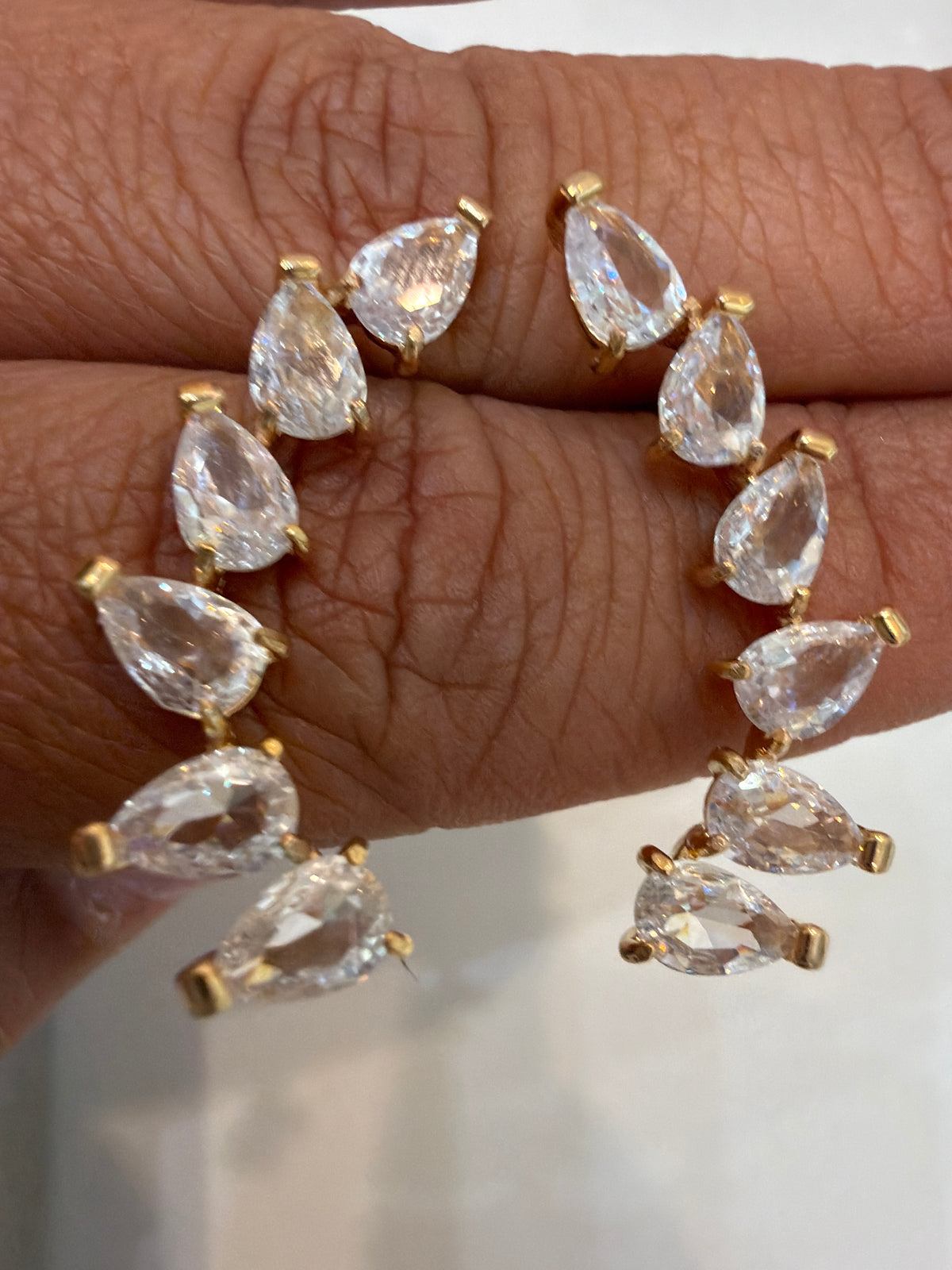 Earcuff  cristal de rocha de Gotas delicado