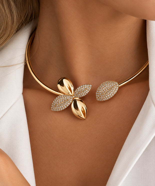 Conjunto folhas 4 pecas luxo  dourado