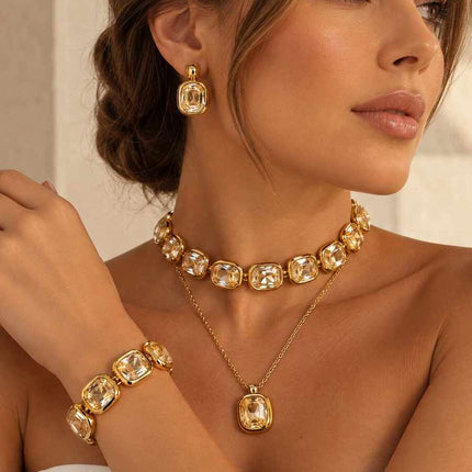 Conjunto 4 pecas quadrado espelhado dourado