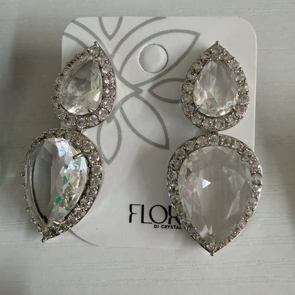 Brinco Luxo gotas Cristal de rocha