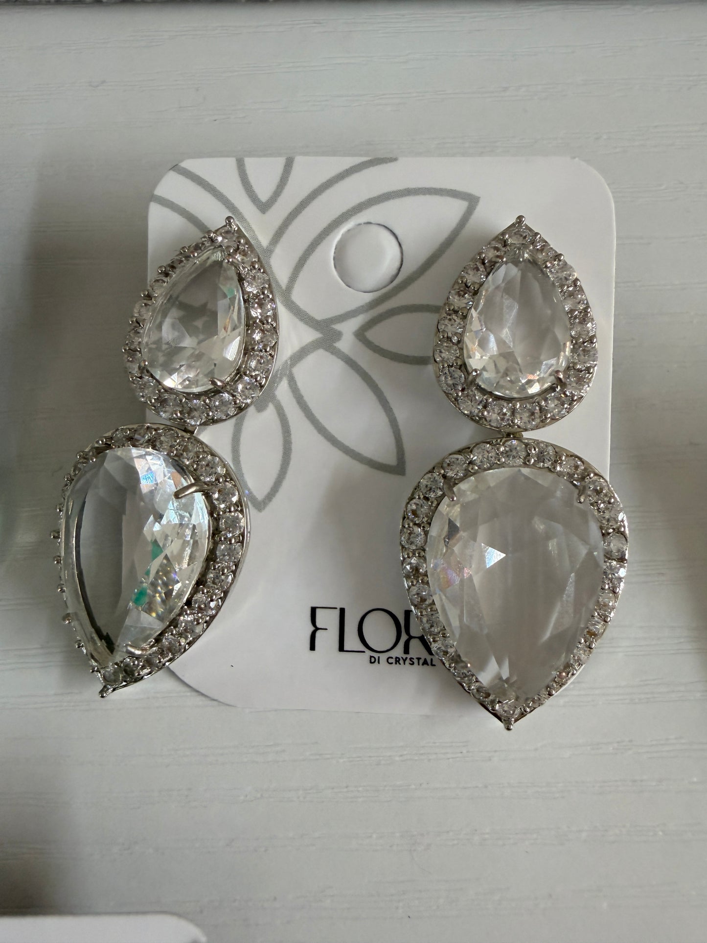 Brinco Luxo gotas Cristal de rocha