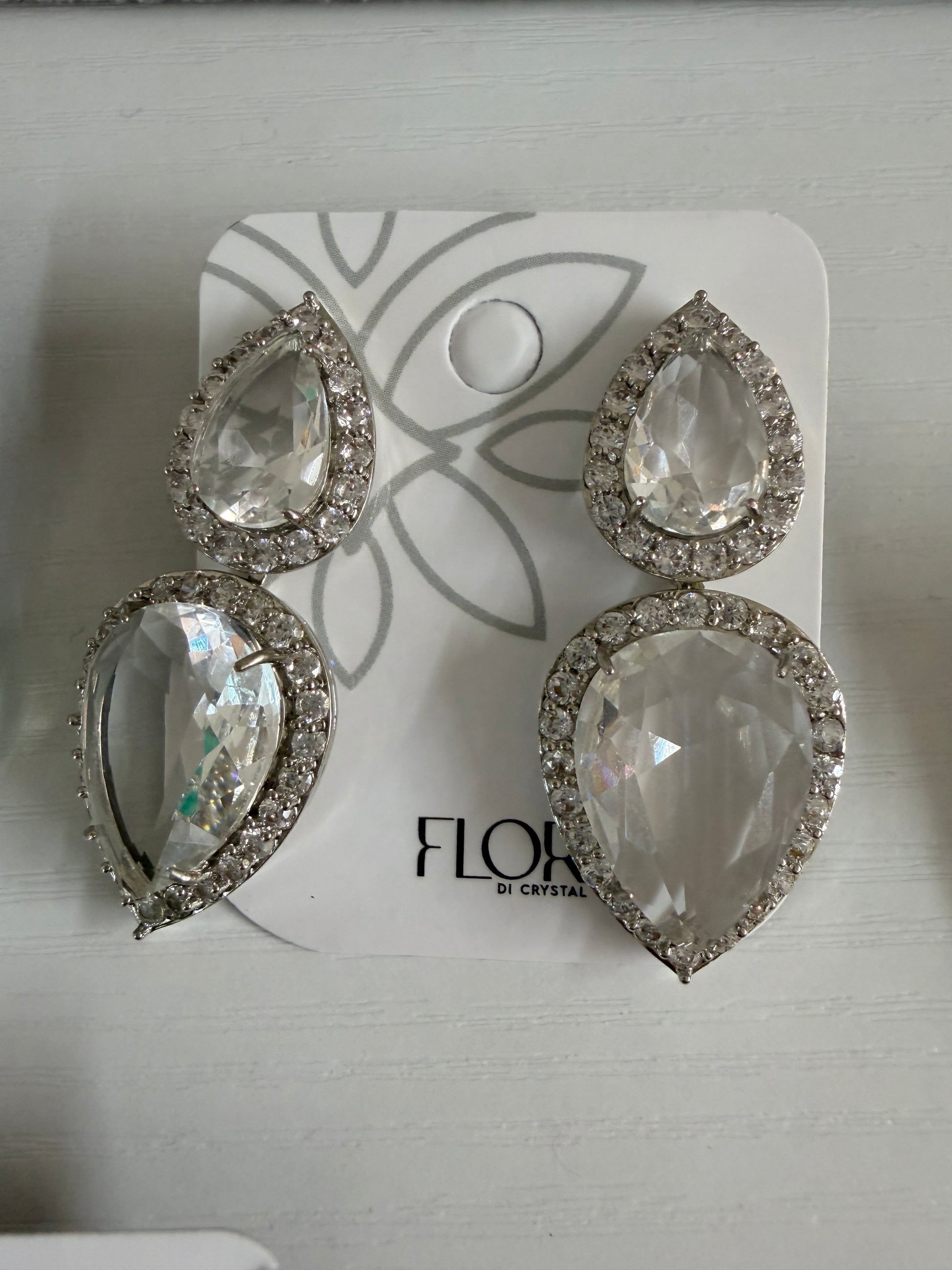 Brinco Luxo gotas Cristal de rocha