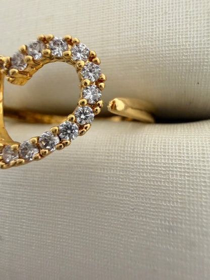 Heart ring in pave  adjustable