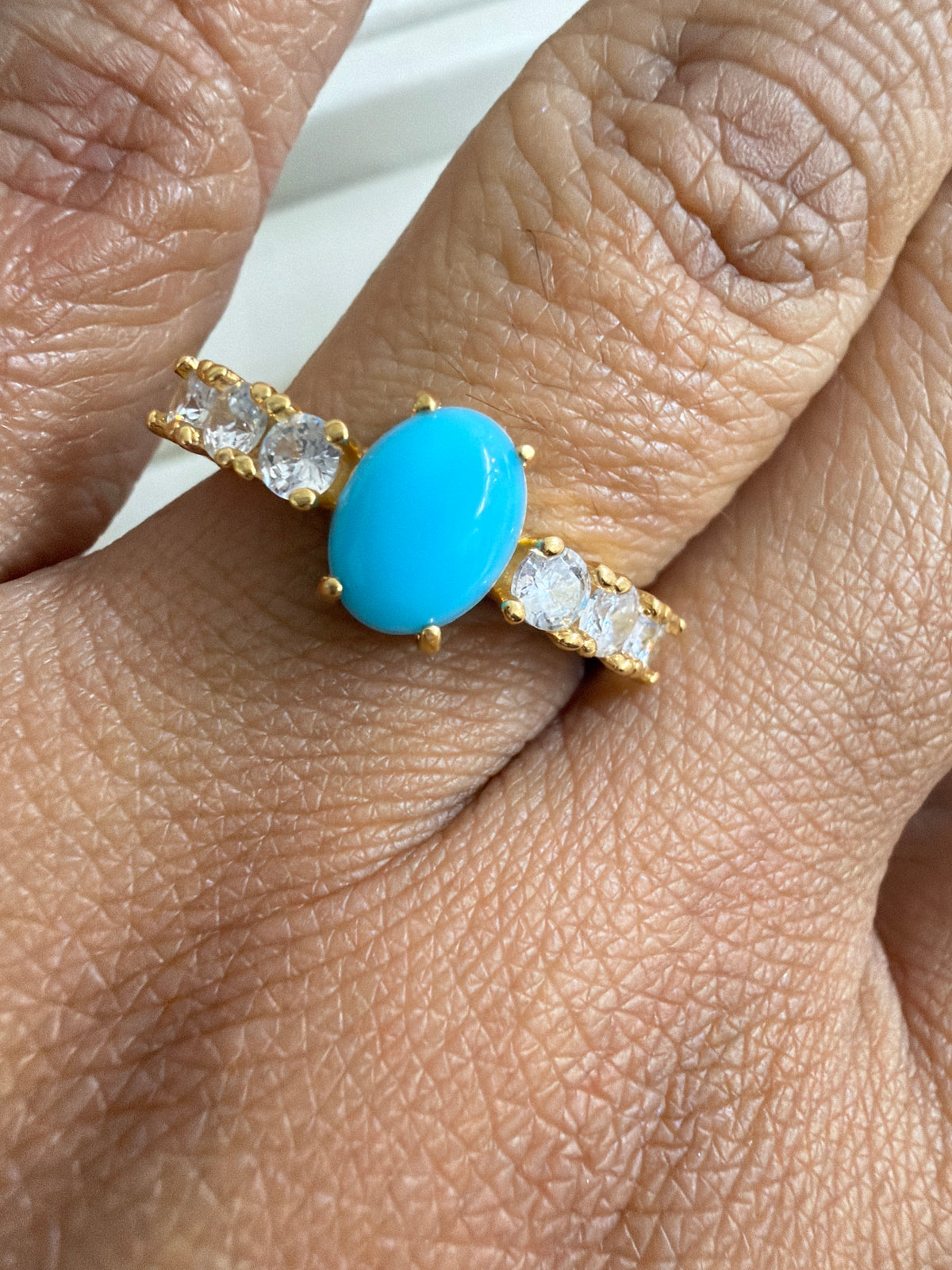 Torquoise ring and cristal cz 7