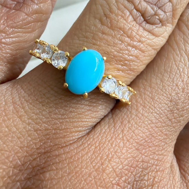 Torquoise ring and cristal cz 7