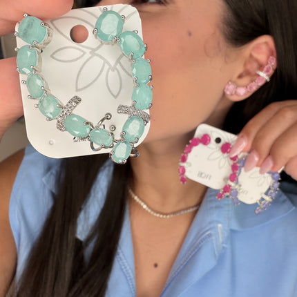 Earcuff pedra fusion paraiba blue 