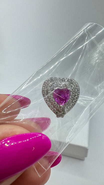 Separador para Bonequinhos- Coracao de Clique-Cravejado crystal e fuchia 