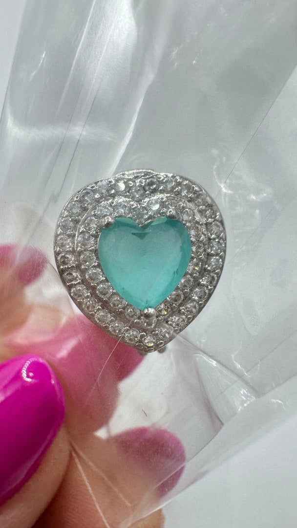 Separador para Bonequinhos- Coracao de Clique-Cravejado crystal e verde fusion