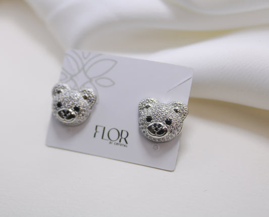 Brinco - brinco De ursinho Cravejado de zirconias cristal e negro