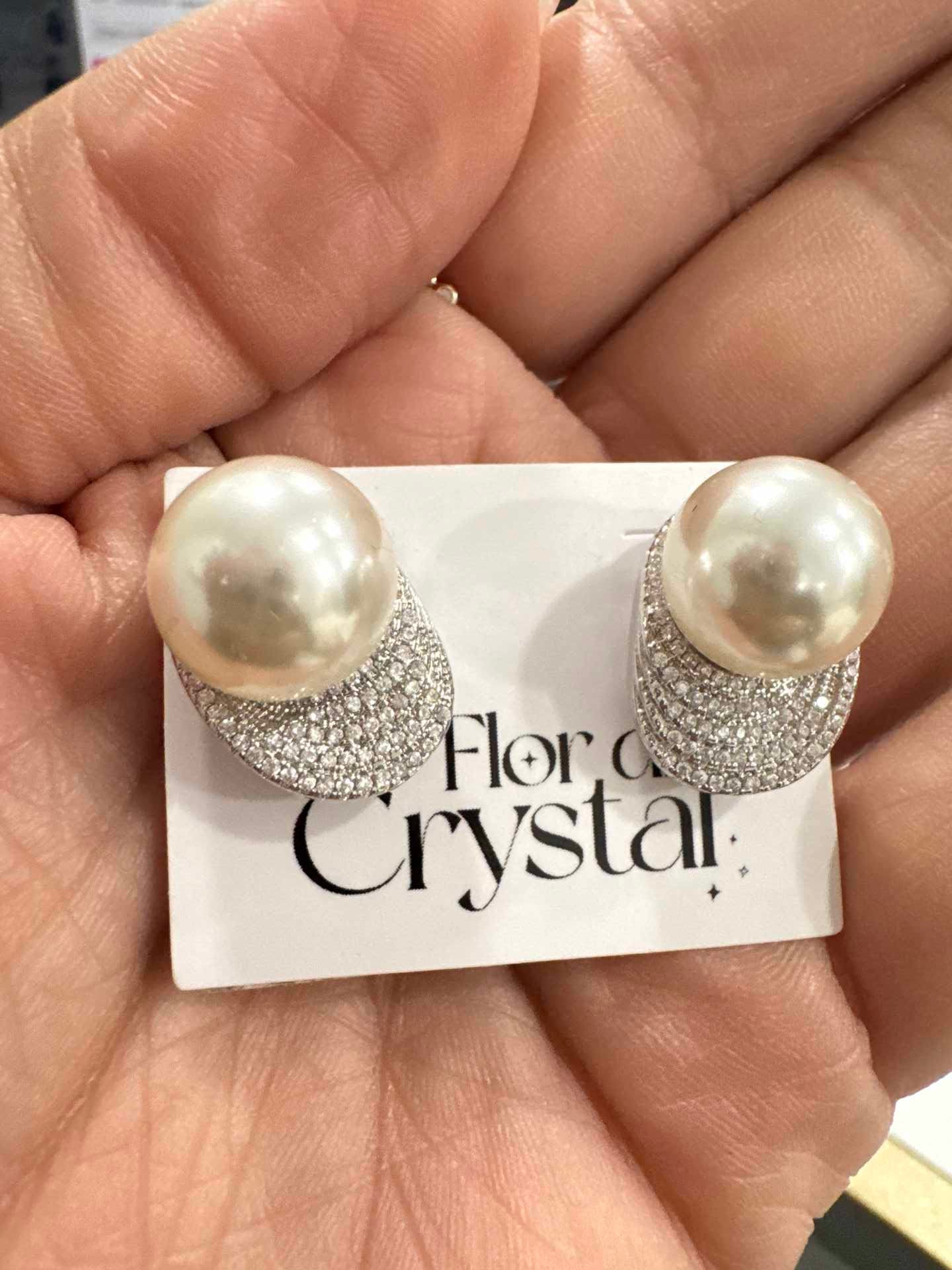 Brinco - Brinco de perola Luxo com carreiras de zirconias