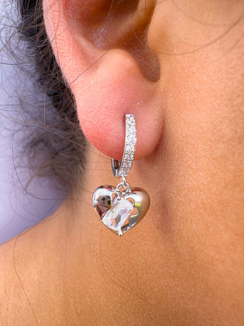 Brinco - Brinco infantil-coracao com zirconia quaderada crystal