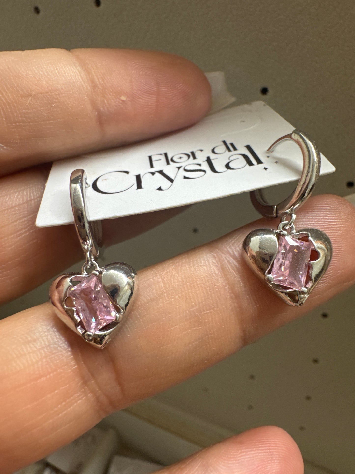 Brinco - Brinco infantil-coracao com zirconia quadrada rosa