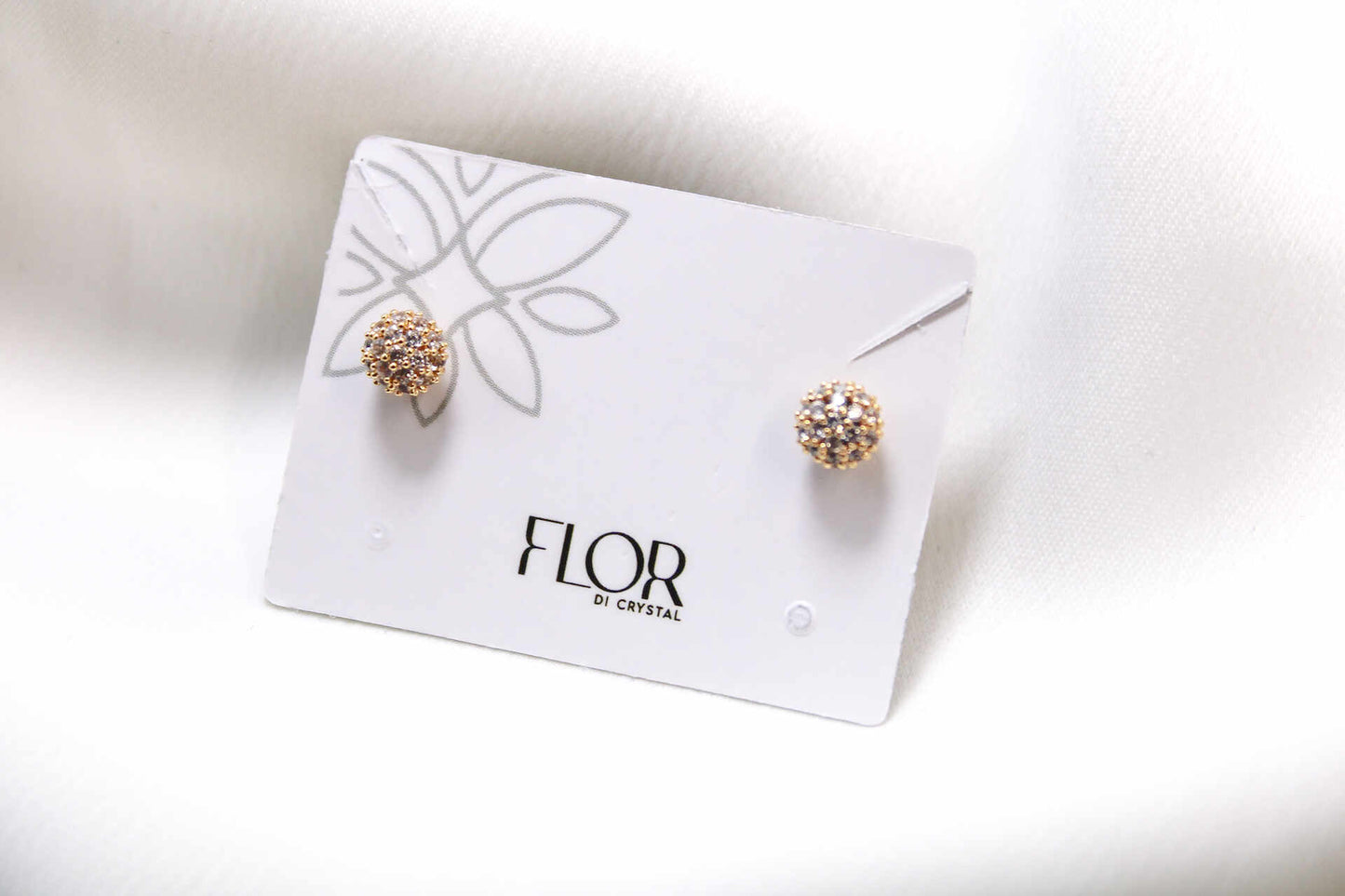 Brinco - Brinco de bolinha cravejada pequena