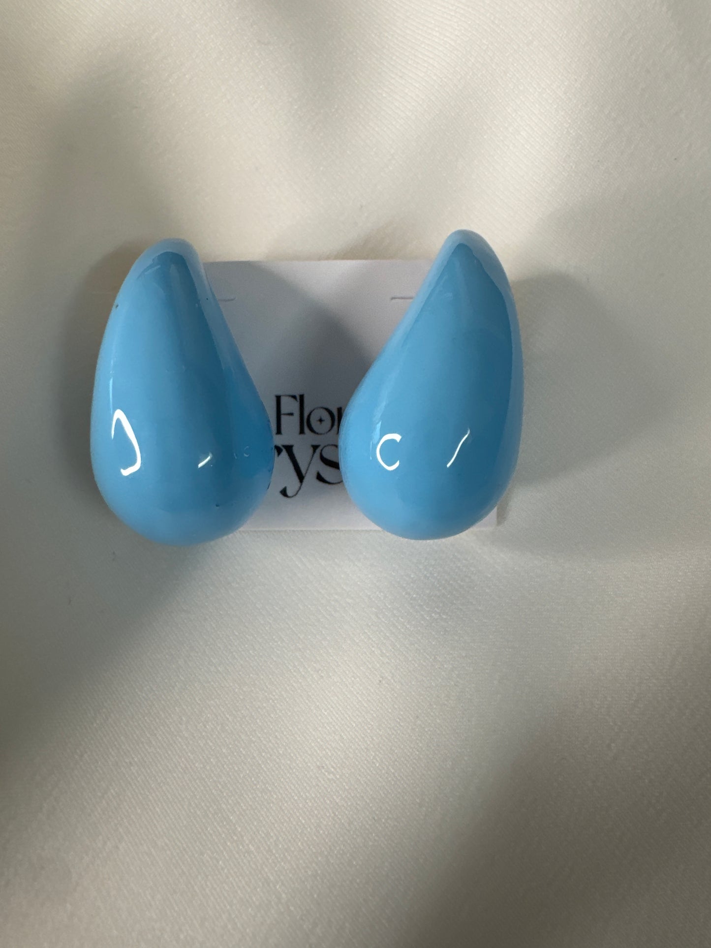 Brinco - Gota grande lisa - Azul Ceu