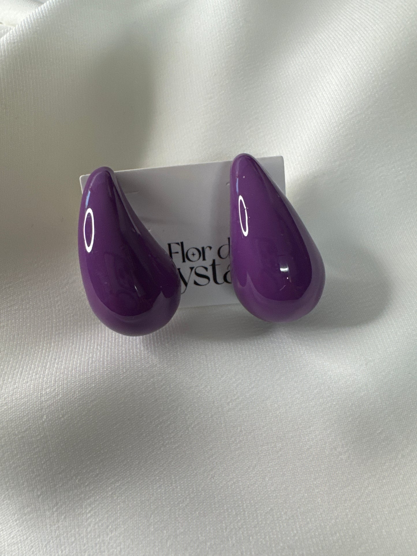 Brinco - Gota grande lisa - Roxo