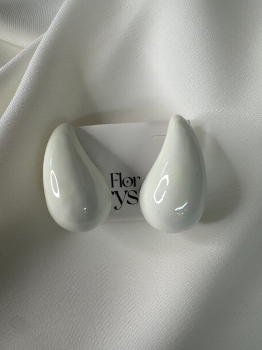 Brinco - Gota grande lisa - Branco