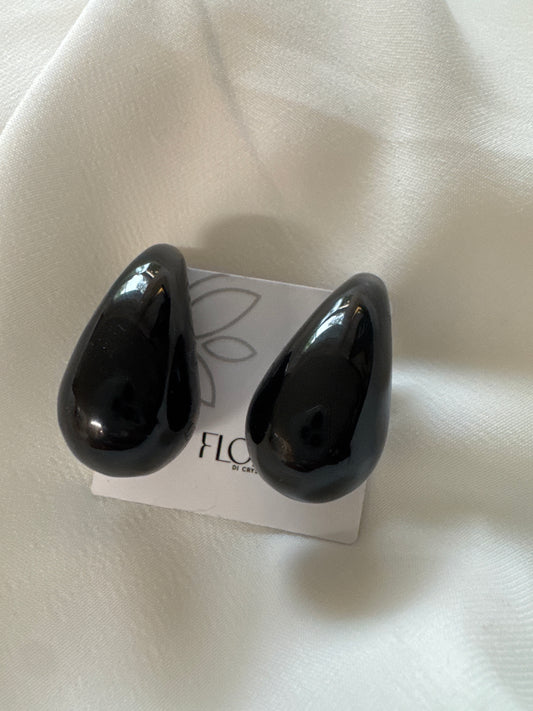 Brinco - Gota grande lisa - Preto