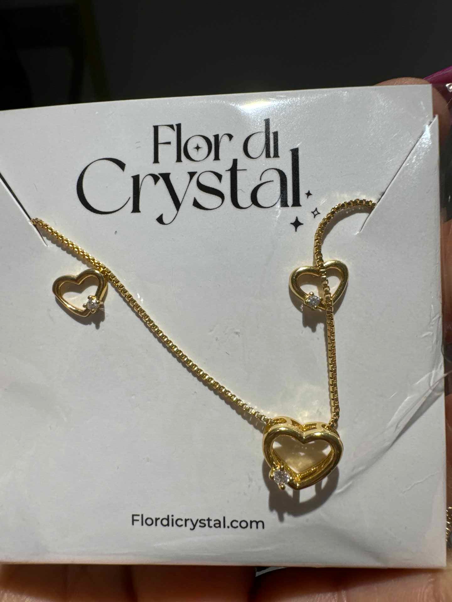 Conjunto - Conjunto delicado de coracao vazado com 1 zirconia