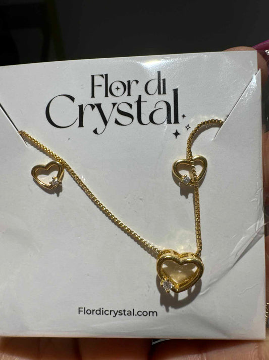 Conjunto - Conjunto delicado de coracao vazado com 1 zirconia