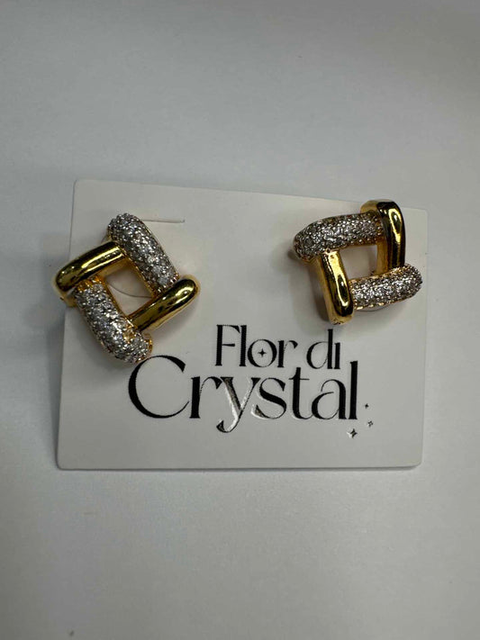 Brinco - Brinco quadrado liso e cravejado