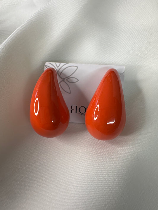 Brinco - Gota grande lisa - Laranja