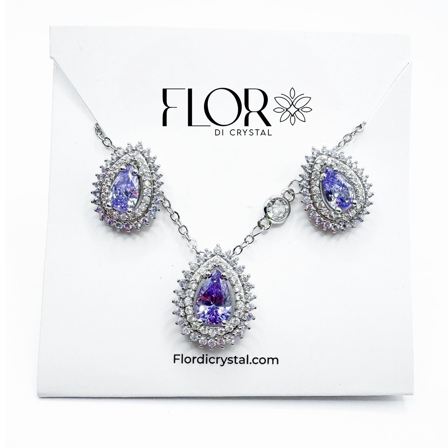 Conjunto - conjunto de Gota Micocravejada com Zirconia LAVANDA - Luxo