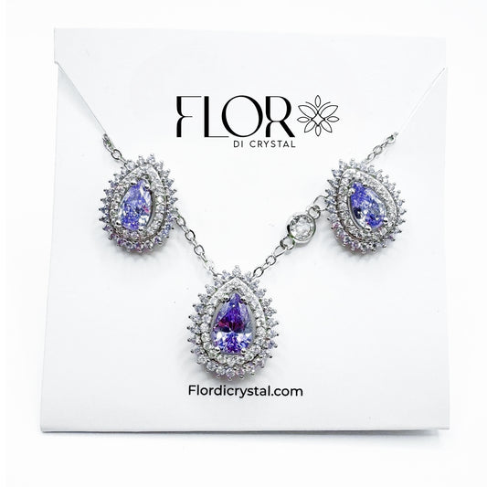 Conjunto - conjunto de Gota Micocravejada com Zirconia LAVANDA - Luxo