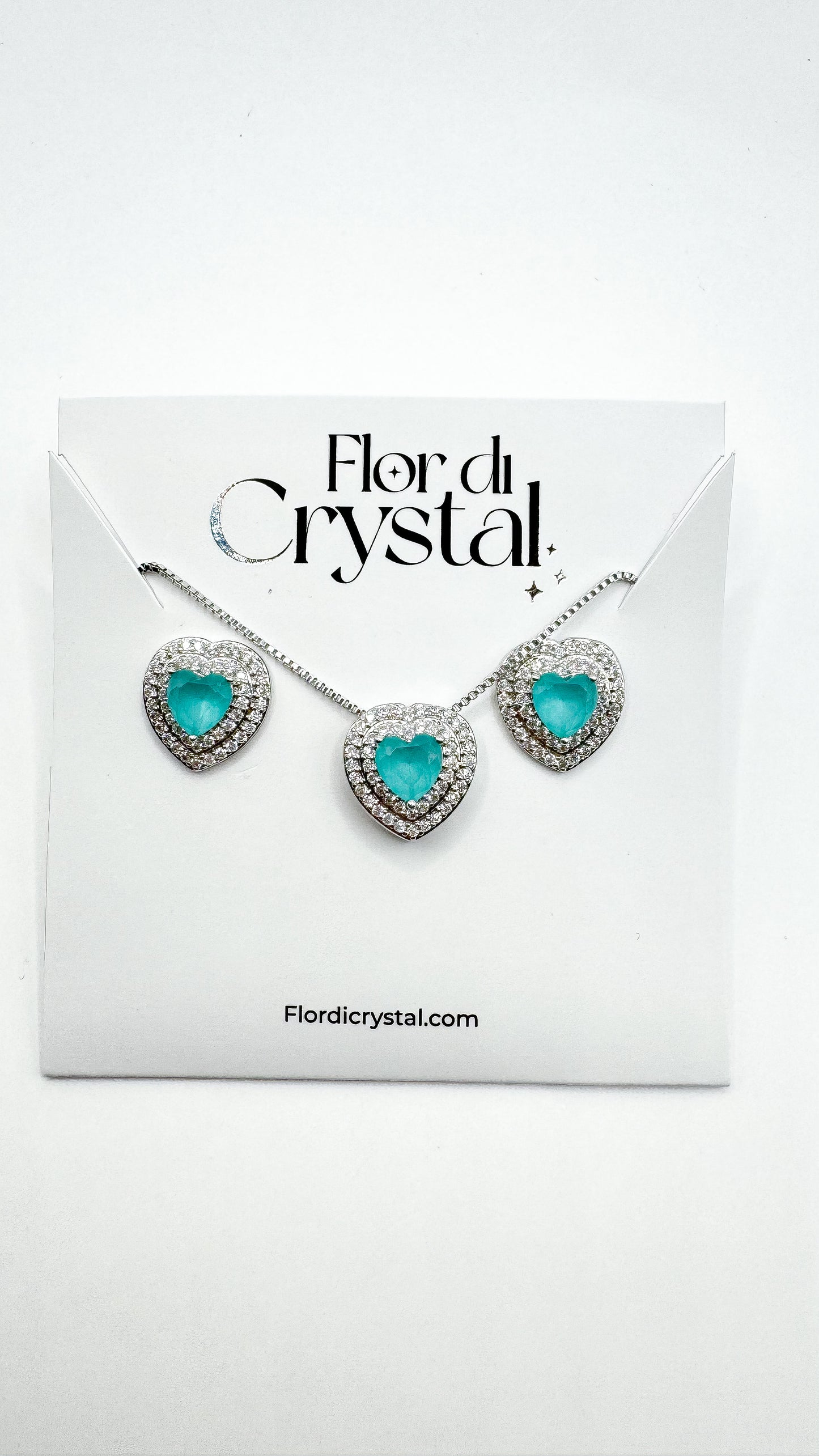 Conjunto - conjunto cravejado zirconias e pedra fusion azul agua- Luxo