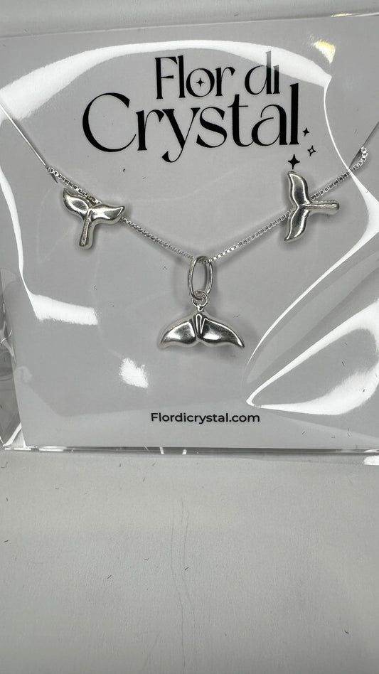 Conjunto - Conjunto barbatana de baleia -prata 925