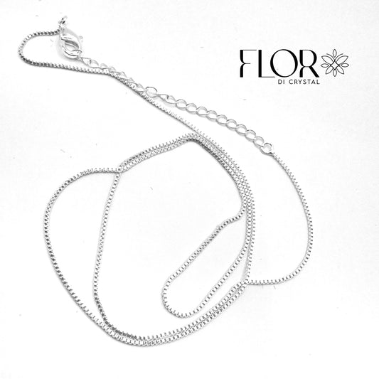 Corrente - Corrente veneziana 0.8- 45CM c/ extensor - Em banho de RODIO